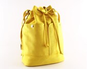 Yellow canvas bag / tote / purse / Draw string / hurood