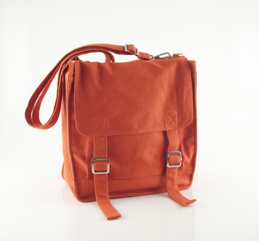 Canvas messenger bag / 14 oz. orange canvas / shoulder bag / Messenger bag / Kormargeaux