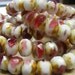 CONFETTI Pink Fuchsia White . Czech Glass Faceted Beads . 6mm x 8mm . 12 each