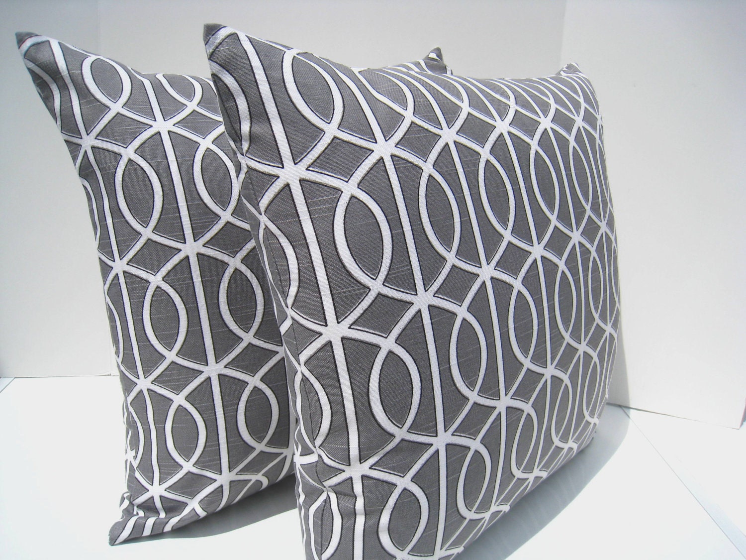 Grey pillow cover, geometric pillow, contemporary pillow, Dwell studio bella porte, charcoal