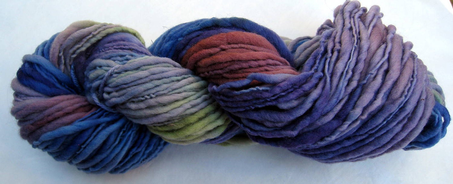SALE - Handspun Handdyed Thick and Thin Merino Singles Yarn - 85 yards