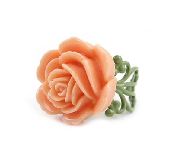 Peach Peony Ring - Vera