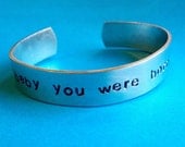 Custom Hand Stamped Aluminum 1/2 inch Bracelet YOU PERSONALIZE ((Names Dates Quotes))
