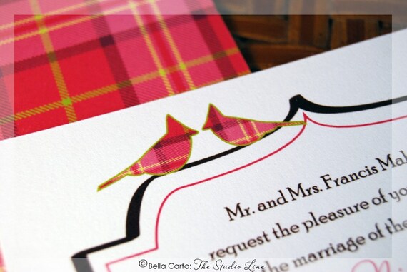 plaid wedding invitations