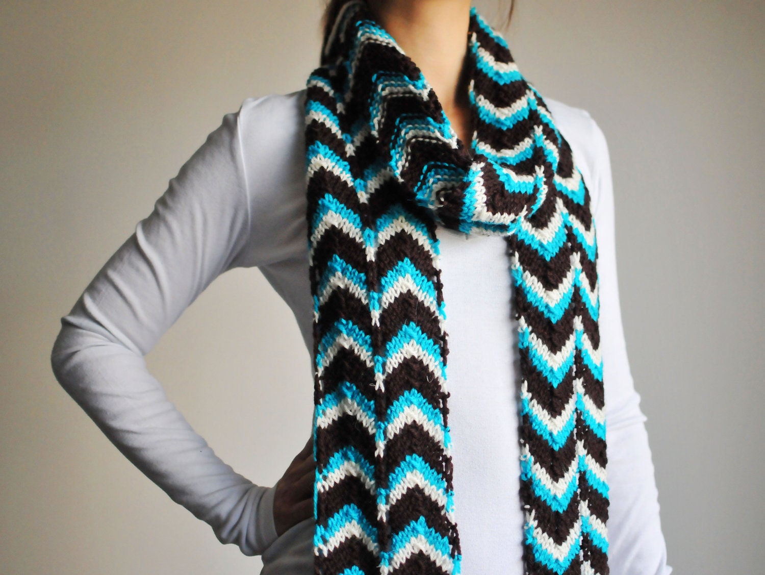 Hand Knitted Blue Lace Scarf
