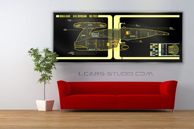 USS Sutherland (Nebula Class) Star Trek LCARS Display 32x12 Print Medium