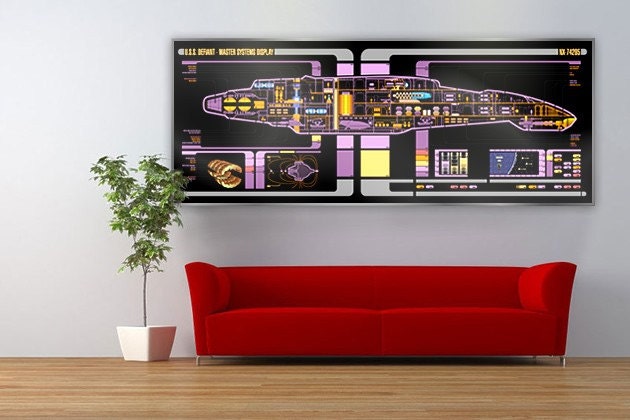 USS Defiant Star Trek LCARS Display 64x24 Print Large