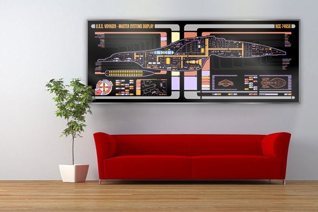 USS Voyager Star Trek LCARS Display 79x30 Print XXL