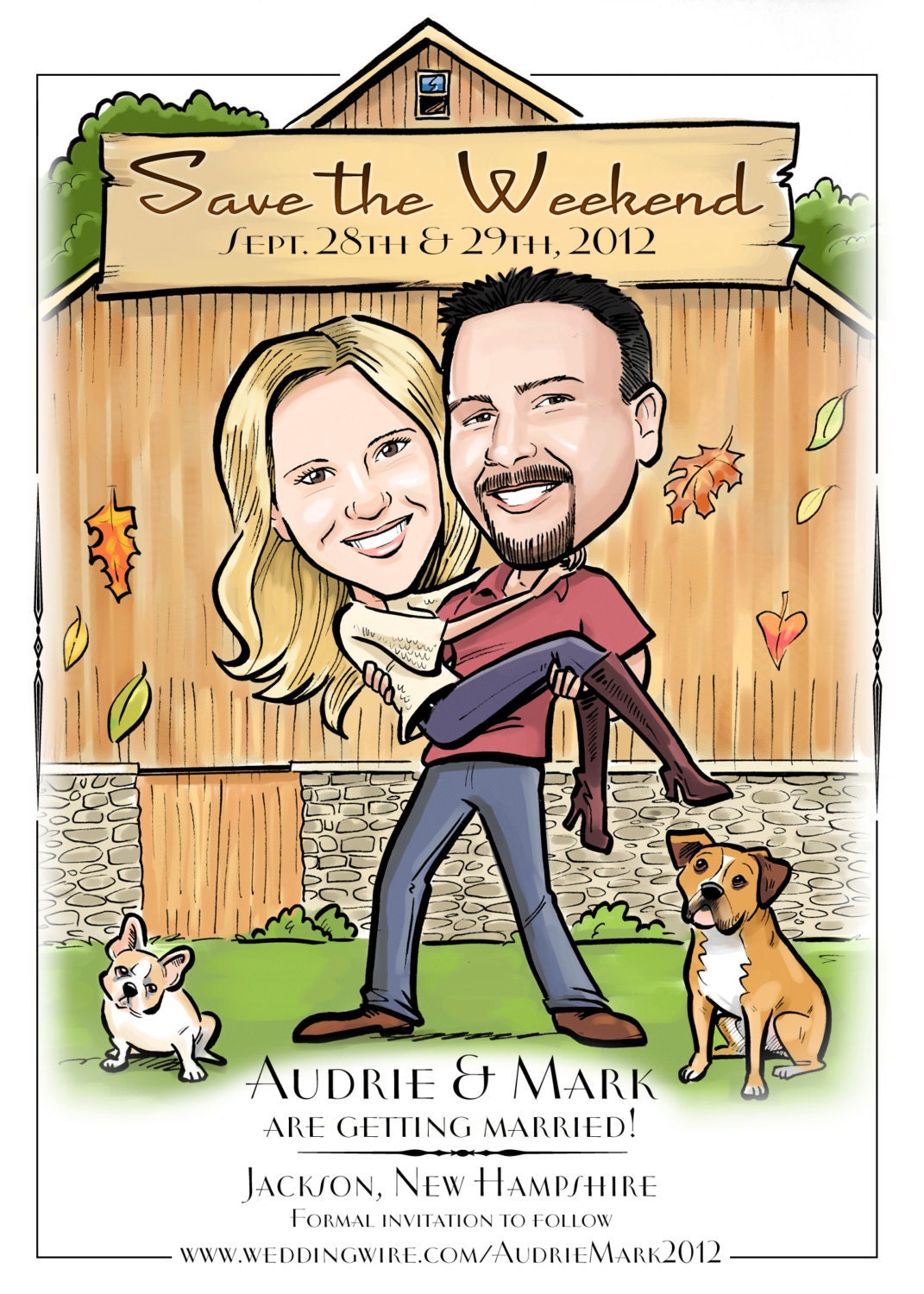 Cute Save the Dates, Wedding Invitations, Custom Illustrated