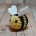Bee Brooch- Bumble Bee Lapel Pin - Knit - Mother's Day - Easter - Spring - Natural Fibers - Yellow - Black - Stripes - Red - Crown