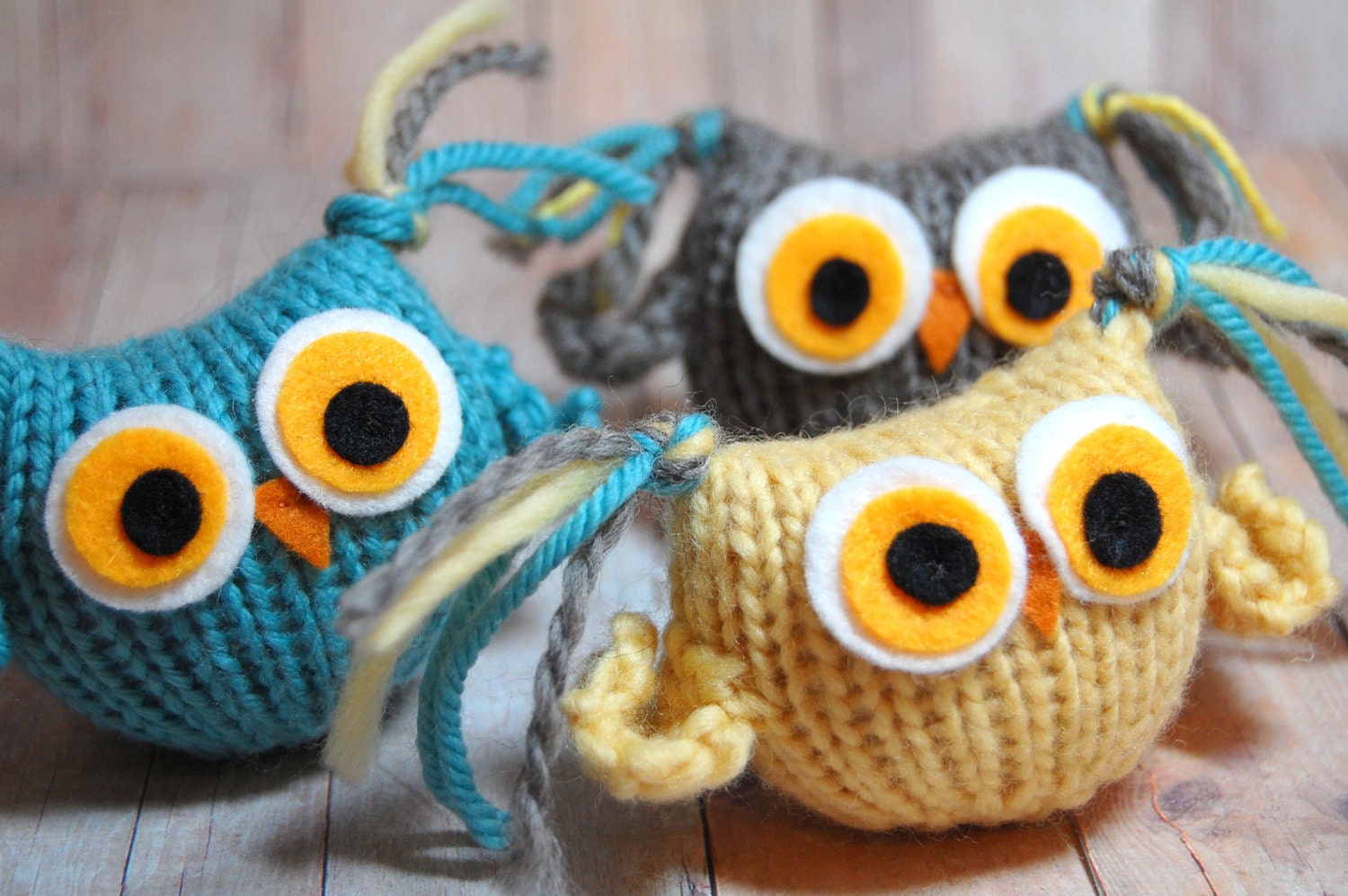 Owl Knit Plush Waldorf Toy - Tufty Owl - Gray Toy Bird - Woodland Natural Fibers Nursery Decor- Soft Toy for Children