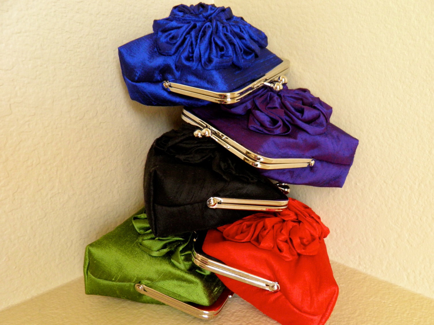 4.5" Silk Coin Purses with Ruffled Flower - Custom