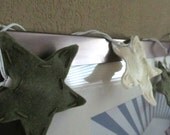 Felt Star Twinkle Lights (antique white and olive green)