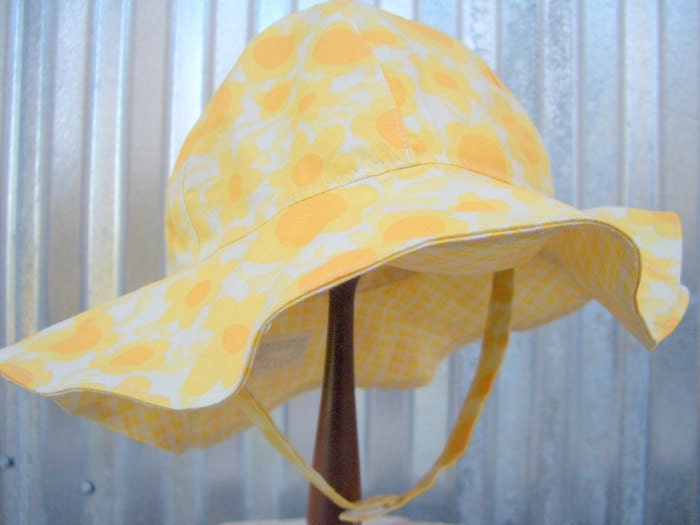 Yellow Toddler Sun Hat with Chin Strap by CalicoCaprice on Etsy