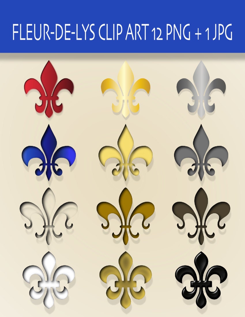 Fleur de Lis Clip Art  - Digital clipart Design Elements for invitations, scrapbooking-  Png and Jpg - INSTANT DOWNLOAD  037