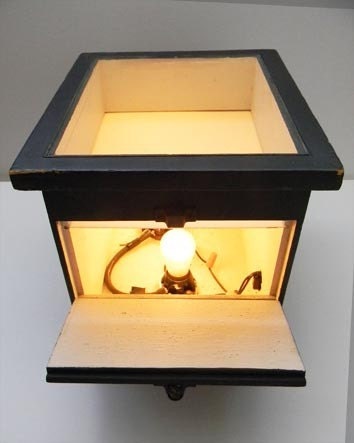Antique Light Box with 2 Edison Bulbs