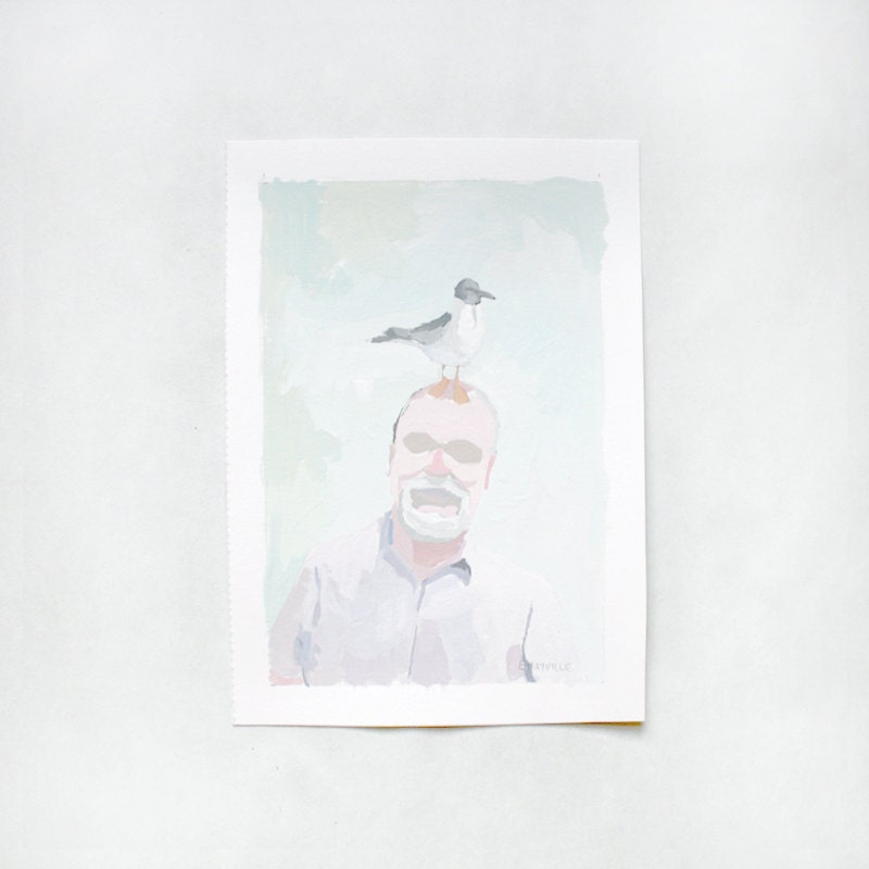 Bird Head Painting - small original painting