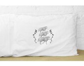 COUNTING SHEEP pillowcase. standard size. white cotton. screenprint.