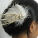 Wedding Bridal White Champagne Peacock Feather Rhinestone Jewel Ivory Veiling Head Piece Hair Clip Fascinator Accessory