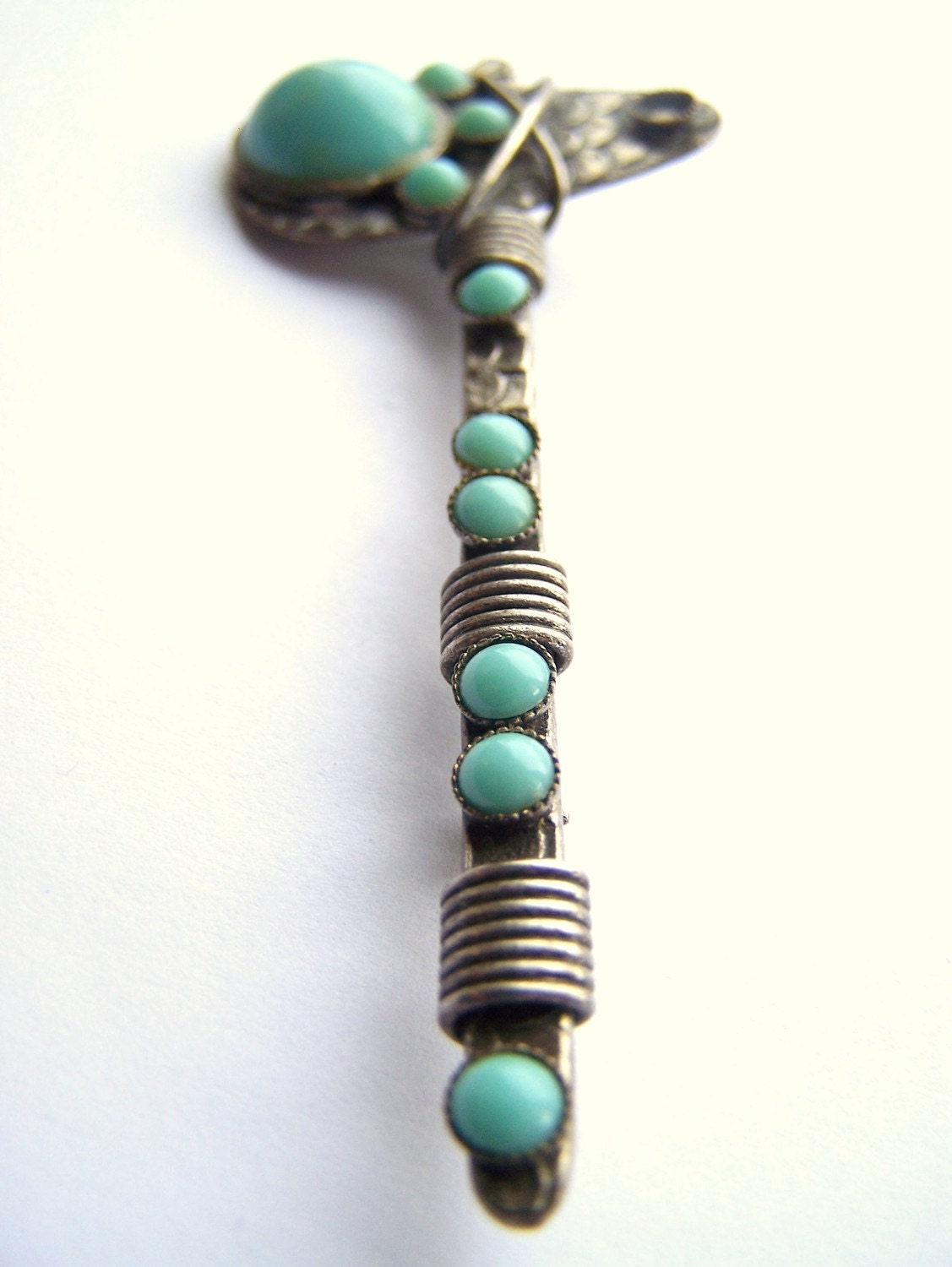 Vintage Southwestern Navajo Tomahawk Turquoise Pin