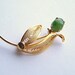 Vintage Jade Gold Filigree Mesh Pin