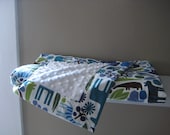 Minky Napping Blanket - 2d Zoo in Blue