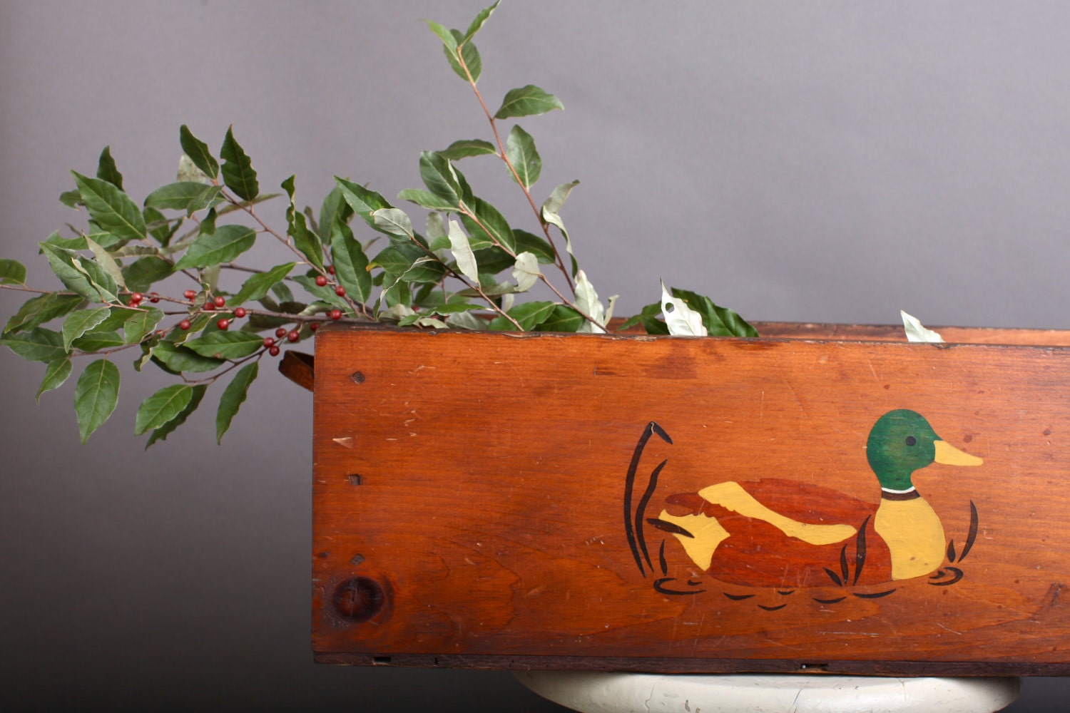 Vintage wooden handmade storage box