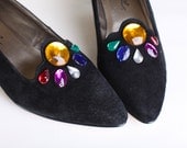 Vintage Size 8 Women's black rhinestone pumps
