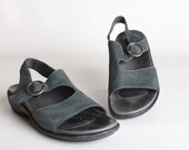 Vintage Size 8S Teal Leather sandals