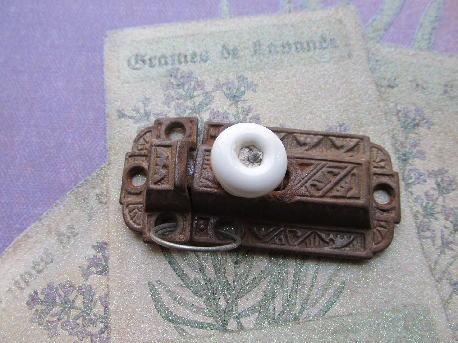 Antique Latch with Porcelain Knob