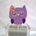 Lavendar owl cupcake toppers with pink flowers, set of 12