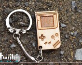 Laser cut and engraved Game Boy wood keyring