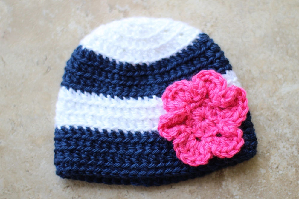 Girly Nautical Gift Set - Anchor Onesie & Matching Hat with Flower - Made to Order