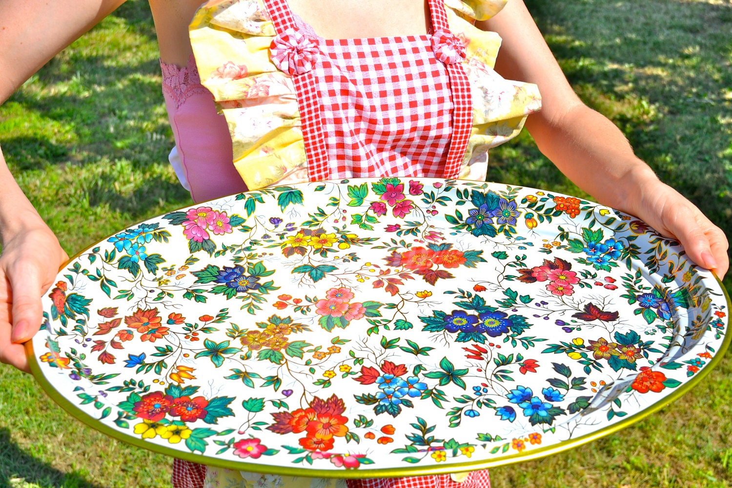 Vintage Violets and Roses Daher Decorated Serving Tray