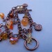 Antiqued Bronze Charm Bracelet, Sun Charms, Earth Tones, Carnelian Gemstones, 8 inches long