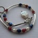 Fourth of July Bracelet, Red, White and Blue Pearls and Silver