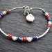 Fourth of July Bracelet, Red, White and Blue Pearls and Silver