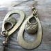 Bronze Dangle Earrings, Boho, Metal Teardrops in Antiqued Bronze