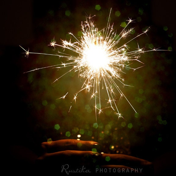 Golden New Year 2013 Party Celebration with Fireworks / Girl with Sparkle 5x5