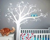 Wall Decal, Lovely tree with owls - Nursery Kids Removable Wall Vinyl Decal