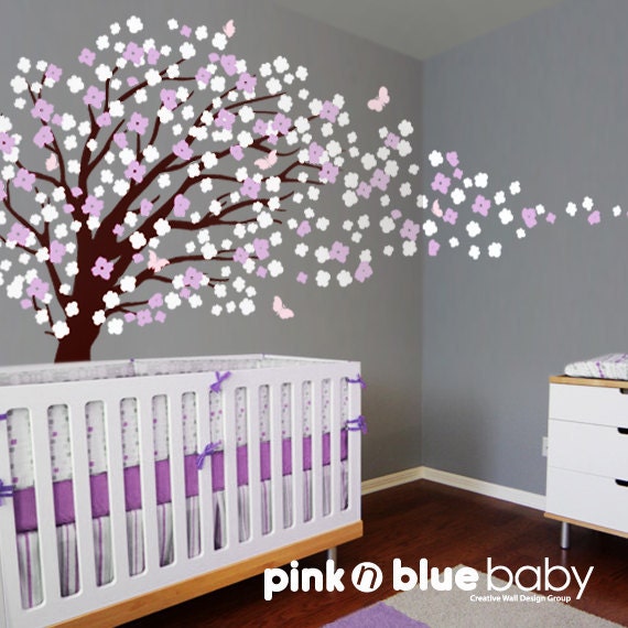 Nursery Wall Decal - Romantic cherry blossom tree wall decal wall sticker
