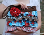 Ruffled Bag sewing PATTERN: The Layla Bag with free Pleated Flower Tutorial. small handbag with ruffles and pockets