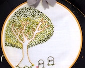 Together Forever Freehand Embroidery OOAK Fiber Art Piece