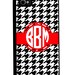 Monogram iPhone 5 4 4S Phone Case Cover - NO METAL Insert - Black Houndstooth Red Circle Band - 3 Letter Initials - Personalized Custom