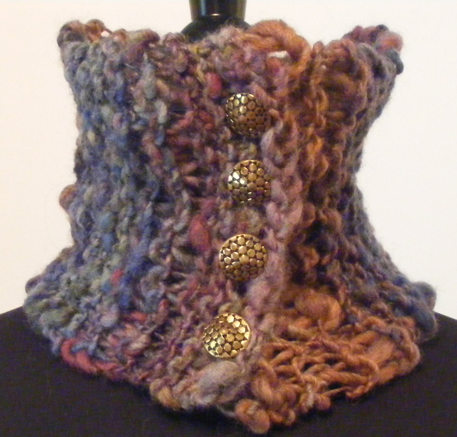Hand Knit Neck Warmer/ Berry Bliss /  Hand Spun Hand Dyed Yarn / Cowl / Purple Cowl / Infinity Scarf
