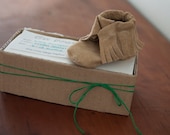 Upcycled Leather Baby Moccasins, Tan Soft Sole Shoes