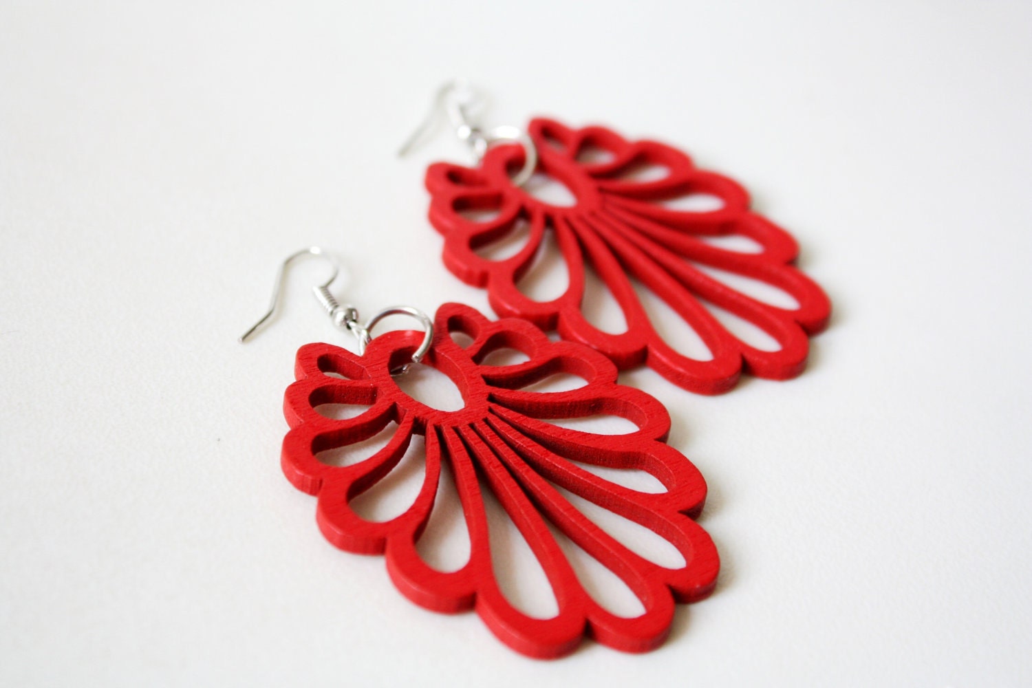 Buy 3 get 1 FREE//Red Wish Fairy Tail Wood Earring