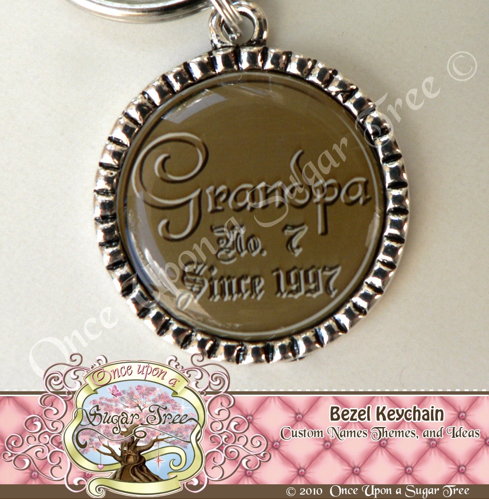 Father's Day Personalized Date and Number of Grandkids Grandpa Papa Father Keychain Gift Present Keychains by Once Upon a Sugar Tree No.27