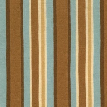 One yard cotton quilting fabric, Java, Brown and Aqua Stripe, by Deb Strain