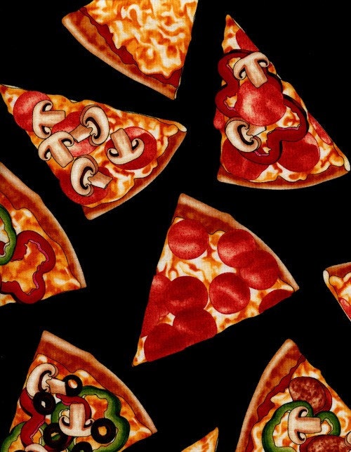 Cotton novelty fabric Pizza Slices by by TheFabricVineyard
